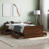  The Living Store Posteljni okvir z vzglavjem in vznožjem rjavi hrast 100x200 cm - Posteljni Okvir, (21501167) | Shoptok.si