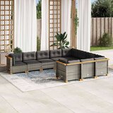  10-dijelni set vrtnih sofa od poliratana s jastucima sivi | shoptok.hr