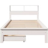 vidaXL Knjižna postelja brez vzmetnice bela 100x200 cm trdna borovina | Shoptok.si