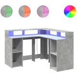  Radni stol s LED svjetlima sivi 130x130x91 cm konstruirano drvo | shoptok.hr