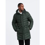 Ombre Men's winter quilted parka jacket - dark olive green | Shoptok.si