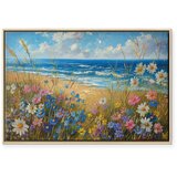  Slika - Seascape – wildflowers and a view of the rough sea 60x40 U prirodnom drvenom okviru | shoptok.hr
