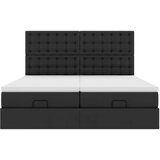 vidaXL Otomanski posteljni okvir z vzmetnicami črn 200x200cm um. usnje | Shoptok.si