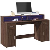 vidaXL Radni stol s LED svjetlima smeđa boja hrasta 160x55x91cm drveni | shoptok.hr
