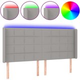 Maison Chic led posteljno vzglavje - vzglavna omarica - nočna omarica svetlo sivo 183x16x118/128 cm blago, (21710965) | Shoptok.si