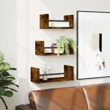 vidaXL Komplet stenskih polic s prečkami 3-delni dim. hrast inž. les | Shoptok.si