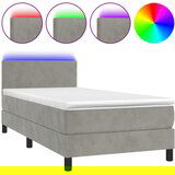The Living Store Box spring postelja z vzmetnico LED svetlo siva 100x200cm žamet - Box Spring Postelja, (21490221) | Shoptok.si