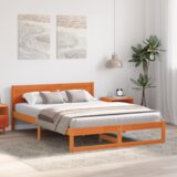 vidaXL Okvir za krevet Smeđa uložena Masivna borovina 160 x 200 cm | shoptok.hr