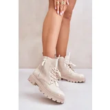 Kesi Patent Leather Ankle Boots Worker Women's Insulated with Beige Zinfreya Inscriptions