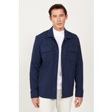 AC&Co / Altınyıldız Classics Men's Navy Blue Oversize Fit Wide Cut Classic Collar Cotton Patterned Shirt Jacket cene