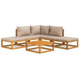 The Living Store Vrtna sedežna garnitura 6-delna s taupe blazinami trden les - Vrtna Sedežna Garnitura, (21459849) | Shoptok.si