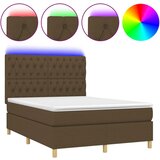 vidaXL Box spring postelja z vzmetnico LED temno rjava 140x200cm blago, (20724177) Cene