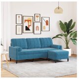 vidaXL Trosjed s tabureom plavi 180 cm baršunasti Cijene