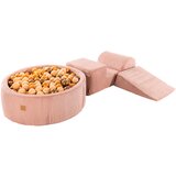 MeowBaby Foam Playground 3-delni penasti igralni komplet z okroglim bazenom, 200 žog, estetski, Velvet, roza: bež/zlata/platinasta, (21333762) | Shoptok.si