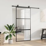  Klizna vrata s priborom crna 102,5 x 205 cm kaljeno staklo | shoptok.hr