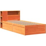vidaXL Posteljni okvir brez vzmetnice voščeno rjav 100x200 cm borovina | Shoptok.si