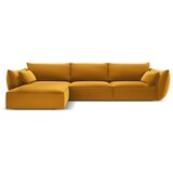 Mazzini Sofas Senf žuta baršunasti kutna garnitura (s lijevim kutom/s ležaljkom) Vanda – Cijene