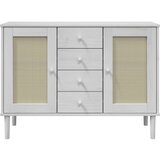 vidaXL Komoda SENJA videz ratana bela 112x40x80 cm trdna borovina | Shoptok.si