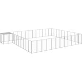 vidaXL Pasji boks srebrn 37,51 m² jeklo - - Srebrna - 75.4 - 37.51 m² - | Shoptok.si