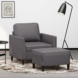The Living Store Fotelj s stolčkom za noge siv 60 cm umetno usnje - Kavč S Stolčkom Za Noge, (21657121) | Shoptok.si