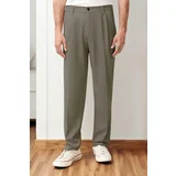 Trendyol Khaki Pleated Classic Baggy Fit Fabric Trousers