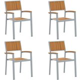 Vanjski stolci 4 kom. Stacking Siva Čvrsto drvo akacija i metal | shoptok.hr