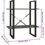 Ormarić za knjige s 2 razine sivi 60x30x70 cm masivna borovina | Eponuda.com