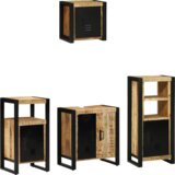 vidaXL Komplet pohištva za kopalnico 4 pcs Rjava Masiven les manga | Shoptok.si