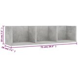  Zidna polica za CD-ove boja betona 75x18x18cm konstruirano drvo | shoptok.hr