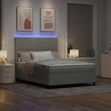  LED Box Spring Krevet Svijetlo siva 140 x 190 cm Baršun Svjetlosiva | Shoptok.si