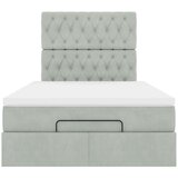  Okvir za krevet s madracima svjetlosivi 120x190 cm baršunasti | shoptok.hr