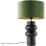 QAZQA Design tafellamp zwart velours kap groen met goed 35 cm - Alisia Cene