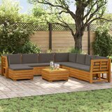  Set vanjskih sofa s jastukom 9 Komad Smeđa Čvrsto drvo akacije | shoptok.hr