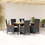  7-dijelni vrtni blagovaonski set s jastucima crni od poliratana Crna Dužina stola 150 cm | shoptok.hr