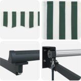 vidaXL Ručna Povlačna Tenda Zelena i Bijela 450x300 cm, Tenda Zamjena Tkanine za Okvir 4.5x3 m Zelena i Bijela | shoptok.hr