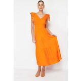Trendyol Orange A-line/Bell Form Flounce Maxi Woven Dress cene
