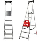KADAX aluminijasta domača lestev 6 stopnic zložljiva polica + kavelj polirani izdelek, (5000346192) | Shoptok.si