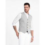 Ombre Men's jacquard suit vest without lapels - light grey | Shoptok.si