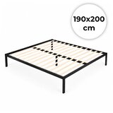  Metalni krevet 190x200 cm s letvičastom podnicom minimalistički crni okvir ModernHome | shoptok.hr