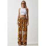  ženske mustard šarene lepršave viskoza regular fit pantalone EN00606, hardal / žuta Cene