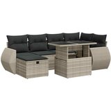 Maison Chic Seti vrtnega pohištva - Vrtna garnitura - Vrtni pohištvo set 7-delna z blazinami siv poli ratan, (21802529) | Shoptok.si