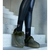 Gemre Green platform slippers with fur Frank | Shoptok.si