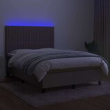  Box spring postelja z vzmetnico LED taupe 140x190 cm blago, (20900155) | Shoptok.si
