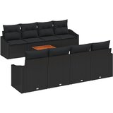 vidaXL Set vrtnih sofa od 7 dijelova s jastučićima Crna Poli ratan Akacija | shoptok.hr