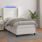 vidaXL Box spring postelja z vzmetnico LED bel 90x190 cm umetno usnje | Shoptok.si
