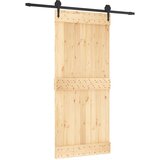  Klizna vrata Prirodna i crna 90 x 210 cm Čvrsta borovina | shoptok.hr