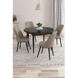 Hanah home trpezarijski set Kea, sto i 4 stolice, ploča u dekoru crnog mermera, kapućino tkanina Babyface | Eponuda.com