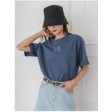 Know Women's Indigo Blue Penguin Printed Oversize T-shirt | ePonuda.com