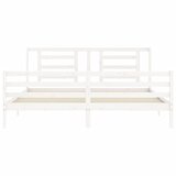  Okvir za krevet s uzglavljem bijeli 200x200 cm od masivnog drva | shoptok.hr