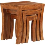 3 Set uklapajućih stolića 3 kom 50x35x50 cm smeđi drvo bagrema | shoptok.hr